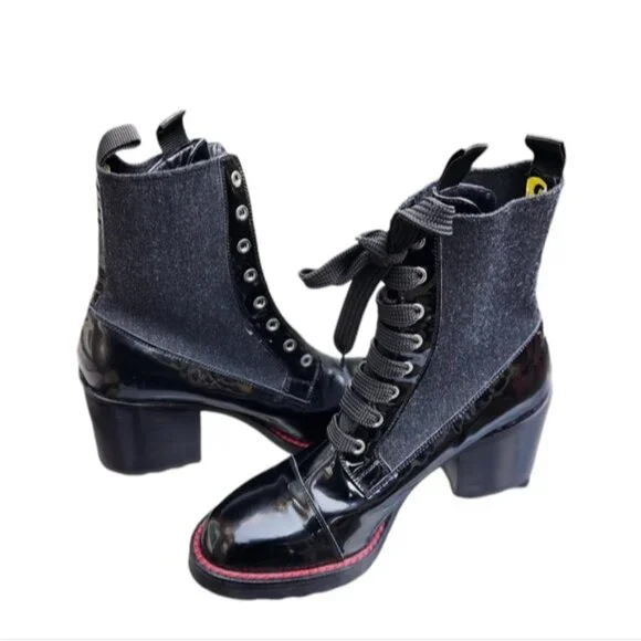 Malo women's black patent Leather Platform boots Size 39 EU - Picture 1 of 9